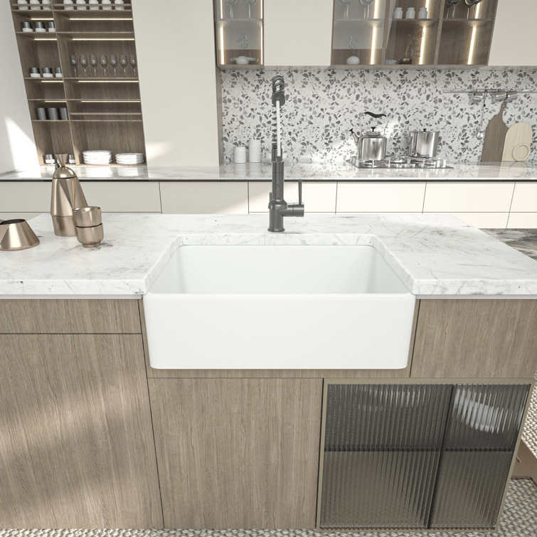 Logmey 20'' W Single Bowl Ceramic Farmhouse Kitchen Sink & Reviews